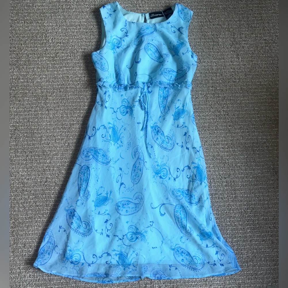 Vintage Y2K No Boundaries Blue Paisley Dress Knee-length Size S (3-5)